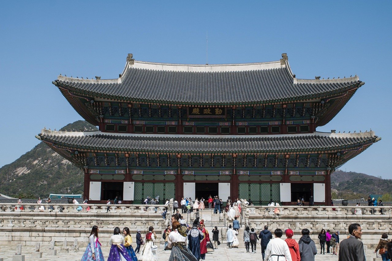 Geunjeongjeon throne hall at Gyeongbokgung Palace in daylight