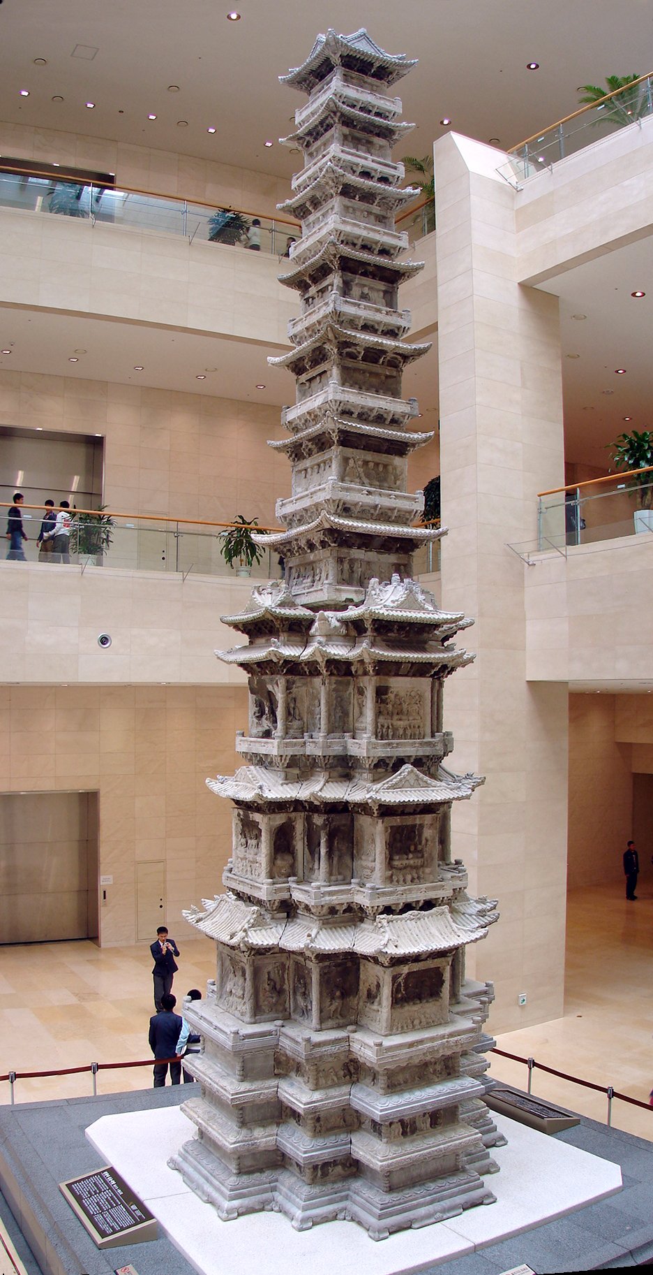 Ten-story stone pagoda from Gyeongcheonsa Temple in the National Museum of Korea's main lobby