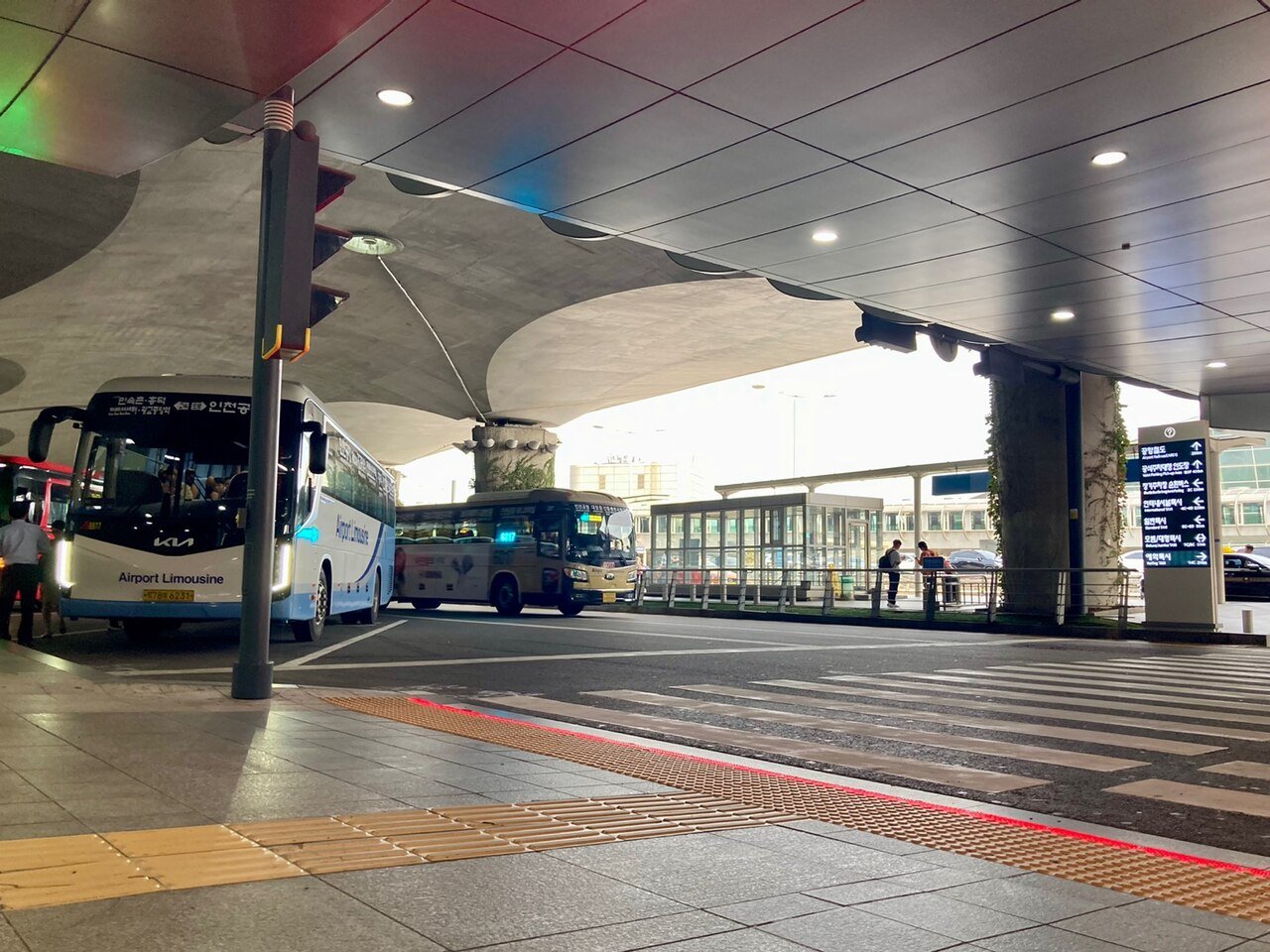 The bus lanes outside Terminal 1, where the coaches load.