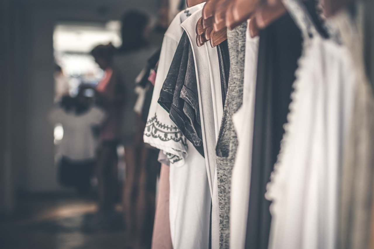 Racks of clothes inside a boutique, the kind of shop where Korean free sizing catches visitors out